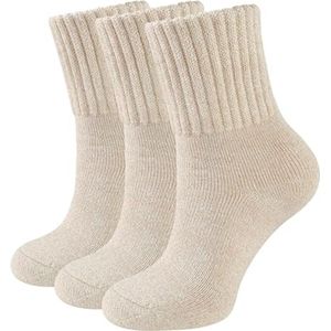 3-pack korte sokken voor dames - Warme en comfortabele wintersokken - Herfst- en wintersokken van badstof - Verdikte slaapsokken - Maten 35-42