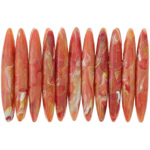 Behave Armband oranje met lange platte kralen 17 cm