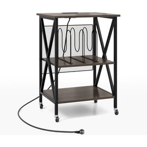 Platenspeler Meubel - LP-kast - Platenspelerkast - Draaitafelstandaard - Platenspelerstandaard - Vintage Displayplank - Grijs