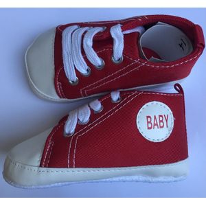 Babyschoentjes/Babysloffen Rood, maat 18-24 maanden