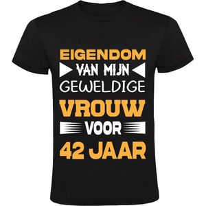 Grappig 42 jarig huwelijks jubileum Heren T-shirt - getrouwd - trouwdag - huwelijk