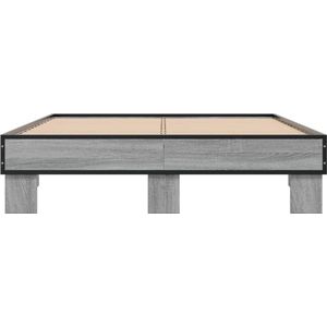 vidaXL-Bedframe-bewerkt-hout-metaal-grijs-sonoma-eiken-120x200-cm