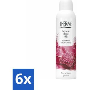 6 x Therme - Shower Foaming ml Mystic Rose - Product - Verzorgend - Verfrissend - 200ml - Douchegel - Roze - Verzorgend - Verfrissend - Luxe