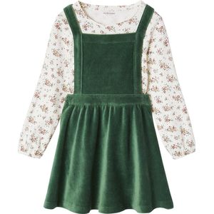 Salopettejurken - Meisjes Set - Fluwelen Jurk en T-shirt - Multicolor - 58% Katoen