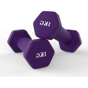 Neopreen halters - Set van 2 gewichten voor thuis gym fitness (donkerpaars 1 kg) dumbbell set