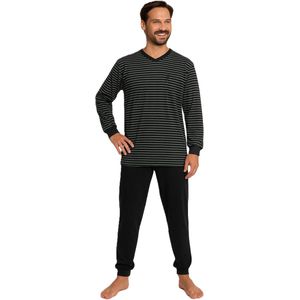Outfitter - Heren pyjama lange mouw - donkergrijs gestreept - maat M