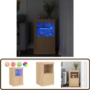 vidaXL Bijzetkast met LED - Sonoma eiken, stijlvol Bijzettafel - Salontafel - Tv Tafel - LED Verlichting - Houten Kast