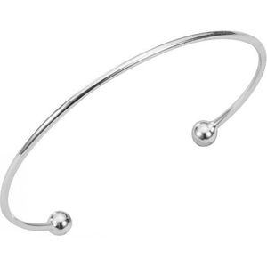 24/7 Jewelry Collection Ronde Bar Bangle Armband - Zilverkleurig