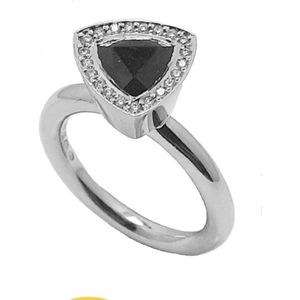 Ring - wit goud - 14 krt - briljant - 0.12 crt -maat 17.5 - Verlinden juwelier