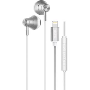 TUNIQ Zilveren Bedrade Oortjes Lightning - Aluminium Oordopjes met Microfoon - Kraakhelder Geluid, Diepe Bas en Comfortabele Pasvorm - Geschikt voor iPhone en iPad