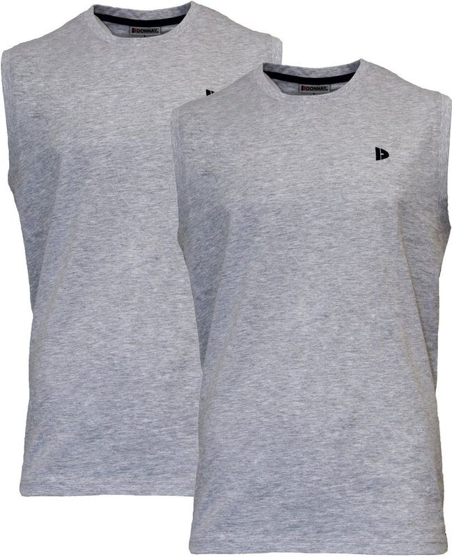 Donnay - Stan - T-shirt zonder Mouw - Grey-marl - 2-Pack