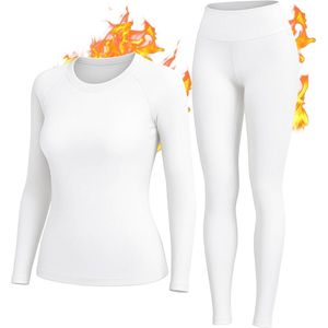 Dames Thermisch Ondergoed Extra Warm - Winterfunctioneel Ondergoed, Ademend Ski Ondergoed Set, Zwart/Wit