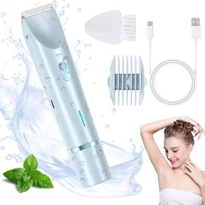 KZQ 2-in-1 Vrouwen Scheerapparaat - IPX7 Waterdicht - Elektrisch Scheerapparaat - Voor Bikinilijn, Benen, Oksels & Gezicht - Elektrische Ontharing & Trimmen - Blauw