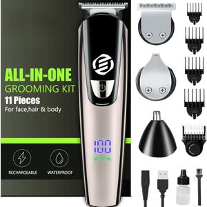 Equivera Baardtrimmer - Multifunctionele Verzorgingsset - Haartrimmer - Draadloos - LED-Display - Diverse Opzetstukken