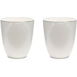 Riviera Maison Koffiemok, Drinkmok, mok met rand en tekst - RM Pretty Coffee Mug 310 ml - wit - Porselein - set van 2 stuks