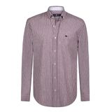 Jimmy Sanders Overhemd - Gestreept - Poplin Katoen Linnen - Lange Mouw Heren Bordeaux - L