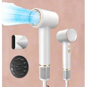 Haardroger - Haardroger met Diffuser - Supersnel Drogen - 4 Warmtestanden - 2 Snelheden - 1600W - Wit