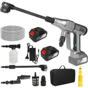 Hogedrukreiniger - Hogedruk Auto-Wasser - Hogedrukspuit - met Accu - 6-in-1 - Draagbare Autowas - 18V - 200 Bar - 5M Slang - 2 Batterij
