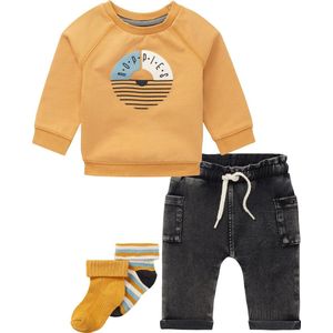Noppies - Kledingset - 4 delig - Broek Aktau Grey Denim - Sweater Homs Amber Gold - 2 paar sokken - Maat 80