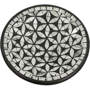 Schaal mozaiek bloem rond grijs M - 24x24x6 cm - India - Sarana - Fairtrade