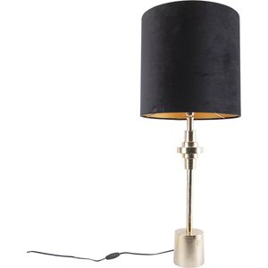 QAZQA diverso - Art Deco Tafellamp met kap - 1 lichts - H 995 mm - Zwart Goud - Woonkamer | Slaapkamer