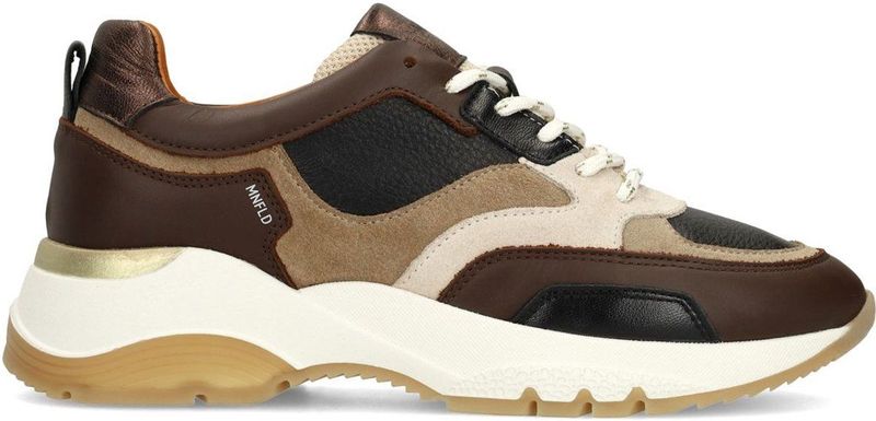 Manfield - Sneakers - Bruin - Leren - Plateauzool 4 cm