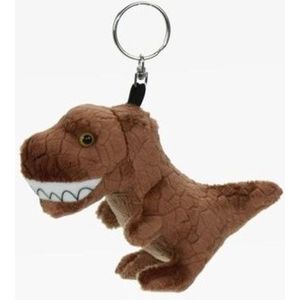 Pluche knuffel dino T-rex dinosaurus sleutelhanger 16 cm - Dieren knuffel cadeaus artikelen voor kinderen