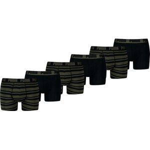 Puma - Everyday Heritage Stripe - Boxershorts - Donkergroen - 6-pack - Forest Night Tonal