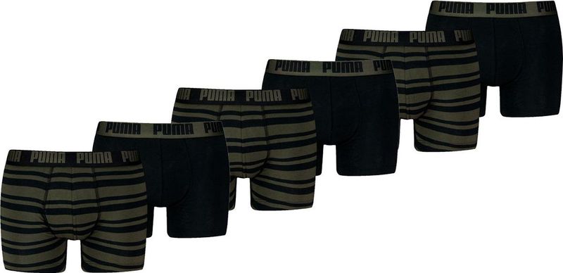Puma - Everyday Heritage Stripe - Boxershorts - Donkergroen - 6-pack - Forest Night Tonal
