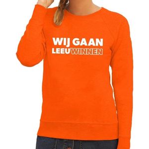Nederland supporter sweater Wij gaan LeeuWinnen oranje voor dames - landen kleding L