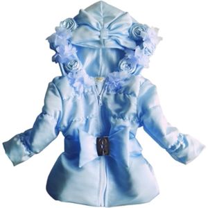 Maat 134 Zomerjas Blauw voor baby en kind Jas kinderjas babyblauw strik en bloemetjes