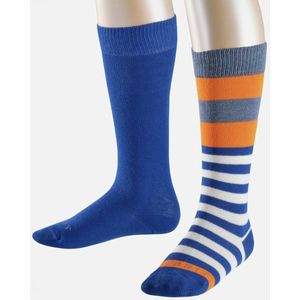 Esprit 2 paar kniesokken maat 39/42 blauw/oranje
