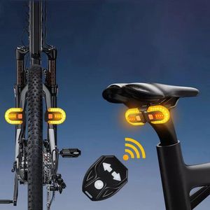 Bike Turn Signal Achterlicht LED Fietslamp USB Oplaadbare Fiets Draadloze verlichting Terug MTB Staart Licht Fietsaccessoires - Zwart