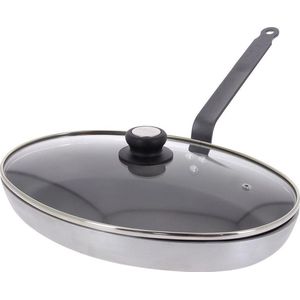 De Buyer Choc Resto Induction Ovale Vispan met Glazen Deksel - 36cm - Aluminium