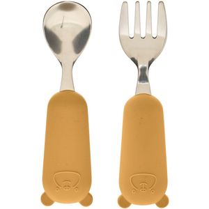 Atmosphera Yum Kinder Bestekset - Vork en Lepel - 8x17x2cm - Oker
