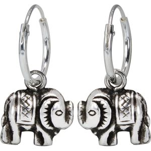 Joy|S - Zilveren Bali olifant bedel oorbellen - oorringen - geoxideerd