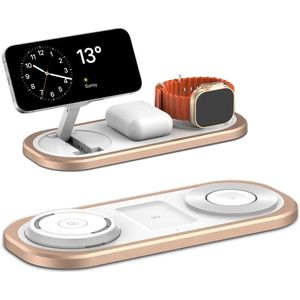 3-in-1 Draadloze Oplader – Opvouwbaar Oplaadstation voor iPhone 17/16/15/14/13/12, Apple Watch en AirPods – Snelladen via USB – Compatibel met Apple Watch 10/9/8/7/SE/Ultra