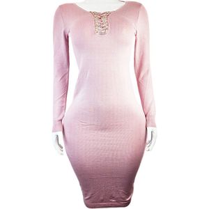 Jurk Maat Onesize - Roze met vetersluiting lang