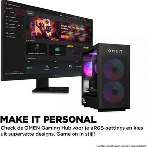 HP - OMEN 35L Gaming Desktop - Gaming PC - Zwart - Intel Core - Geavanceerde Videokaart