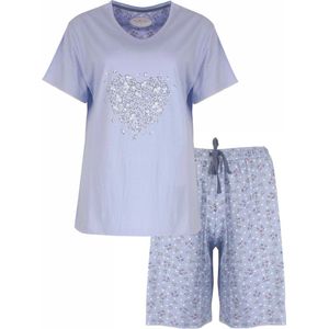 Tenderness - Dames Shortama - Pyjama Set - Licht Blauw - Maat XL