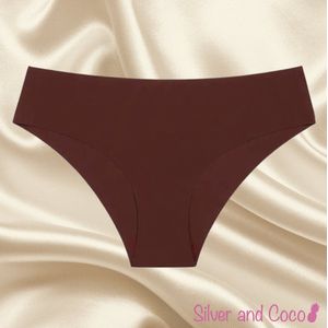 SilverAndCoco® - Naadloze Onderbroek / Seamless Broekje Dames / Zacht Brazilian Slipje / Naadloos Stretch Ondergoed Vrouw / Hipster Dames Lingerie Broekje Slip - Rood Bruin Small
