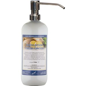 Bodylotion Fresh Ginger 1 Liter met luxe RVS zilverkleurige pomp - stijlvolle en duurzame uitstraling