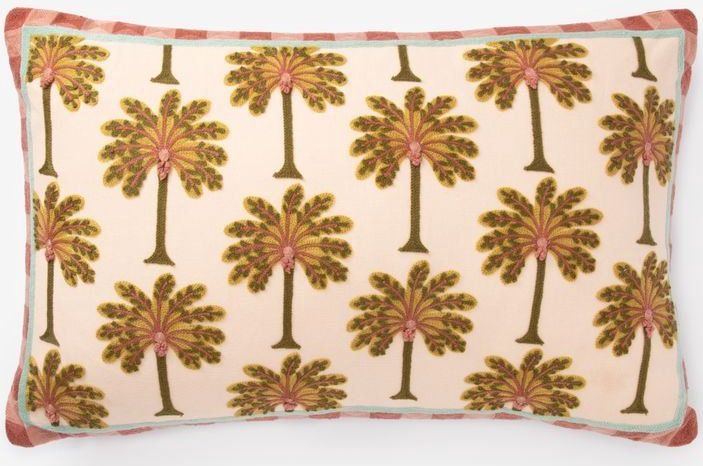 Sissy-Boy - Sierkussen - Lichtroze - 40 cm x 60 cm - Geborduurde Palmbomen