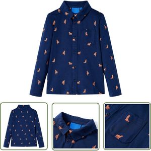 vidaXL Jongenskleren - Kinderhemd - Kindershirt 104 marineblauw - Meisjeskleren - Kindermode - Katoenen Hemd