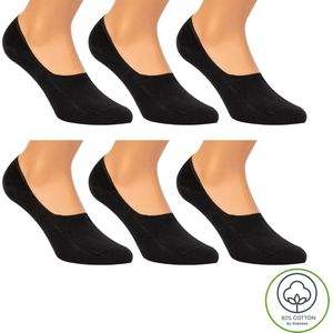 Sorprese Footies - Kousenvoetjes - 6 paar - Maat 35-38 - Zwart - Katoen - Sokken Dames - Onzichtbare Sokken