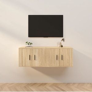The Living Store Tv wandmeubel - Sonoma eiken - 57 x 34.5 x 40 cm (B x D x H) - 2 stuks