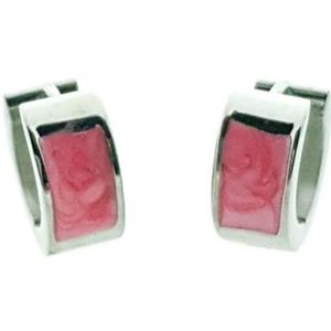 Stalen oorringen roze shimmer 14mm