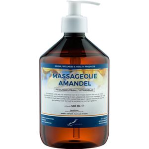 Massageolie Amandelolie 500 ml met witte pomp - 100% natuurlijk - biologisch en koud geperst