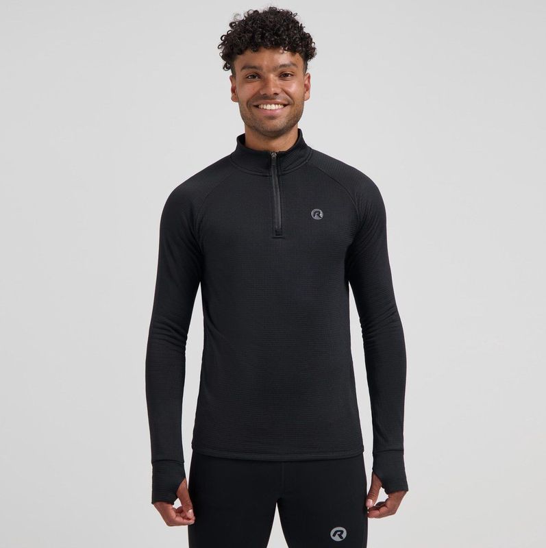 Rogelli Essential Heren Hardloopshirt Lange Mouwen - Sportshirt met Rits - Donkerblauw