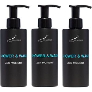 Shower & Wash Zen Moment 300 ml - met pomp - zwarte fles - set van 3 stuks - Voordeelverpakking
